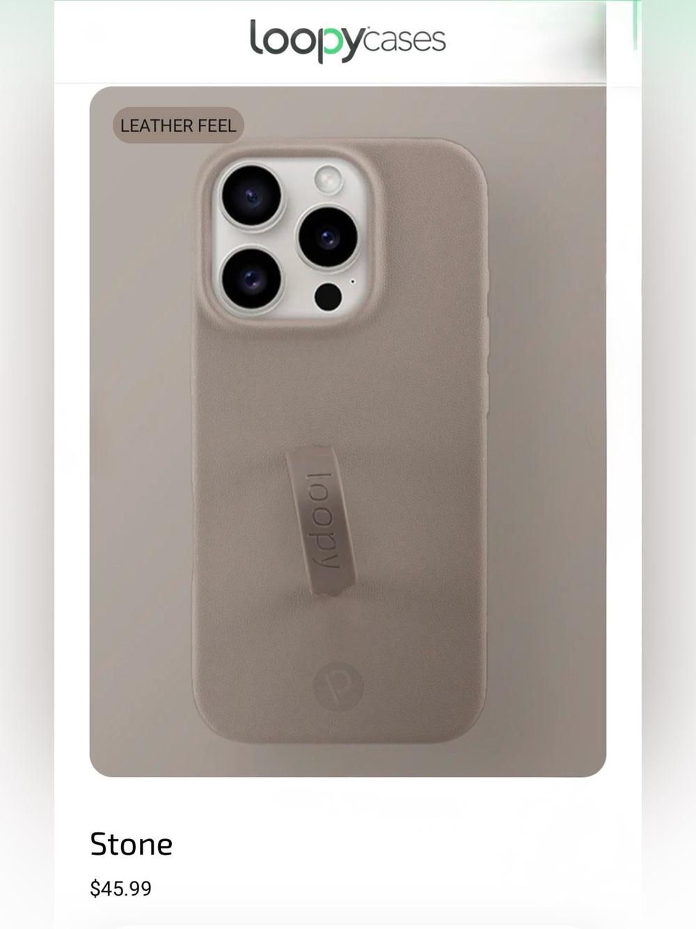 Loopy Case-Leather Feel Stone iPhone 16 Pro Case-Includes Pouch for Storage